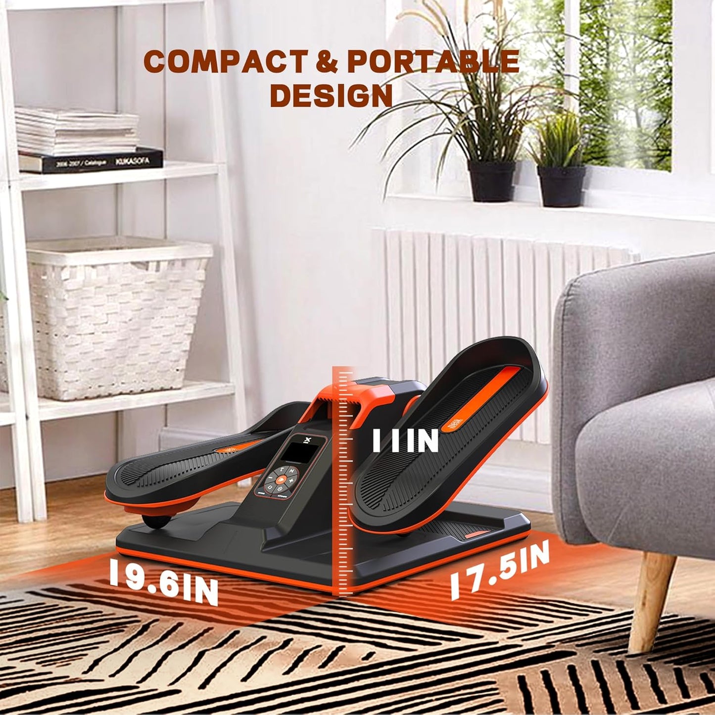 under Desk Elliptical, Portable Seated Elliptical Exercise Machine, with Touch Screen Control Panel and Remote Control for Home or Office Use. Wireless Connectivity Enabled.